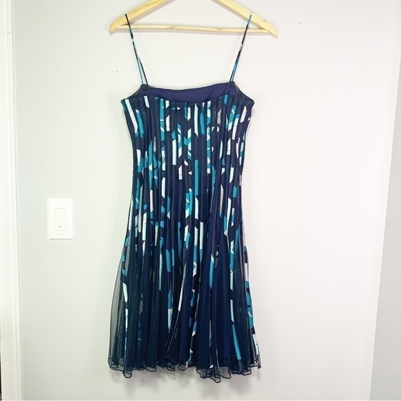 JS Collection Blue/Navy Floral Midi Dress Size 8 - Picture 5 of 15